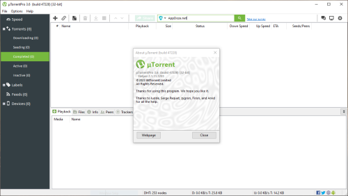 utorrent pro about